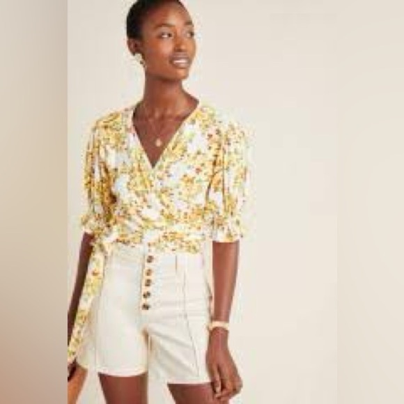 Faithful the brand Mali wrap top floral print Anthropologie brand size 4 - Picture 1 of 11